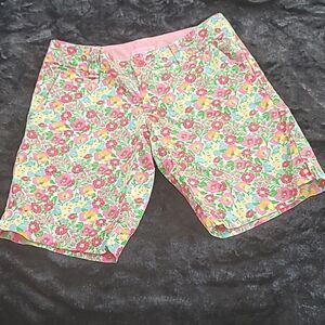 Lilly Pulitzer Pink And Green Floral Shorts